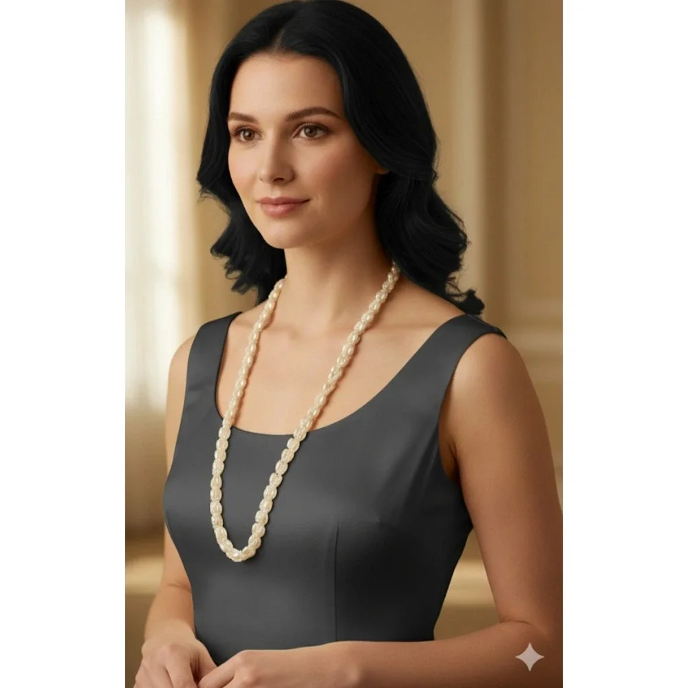 Faux Pearl Necklace Vintage Glam Minimalist Wedding Jewelry Cream Ivory